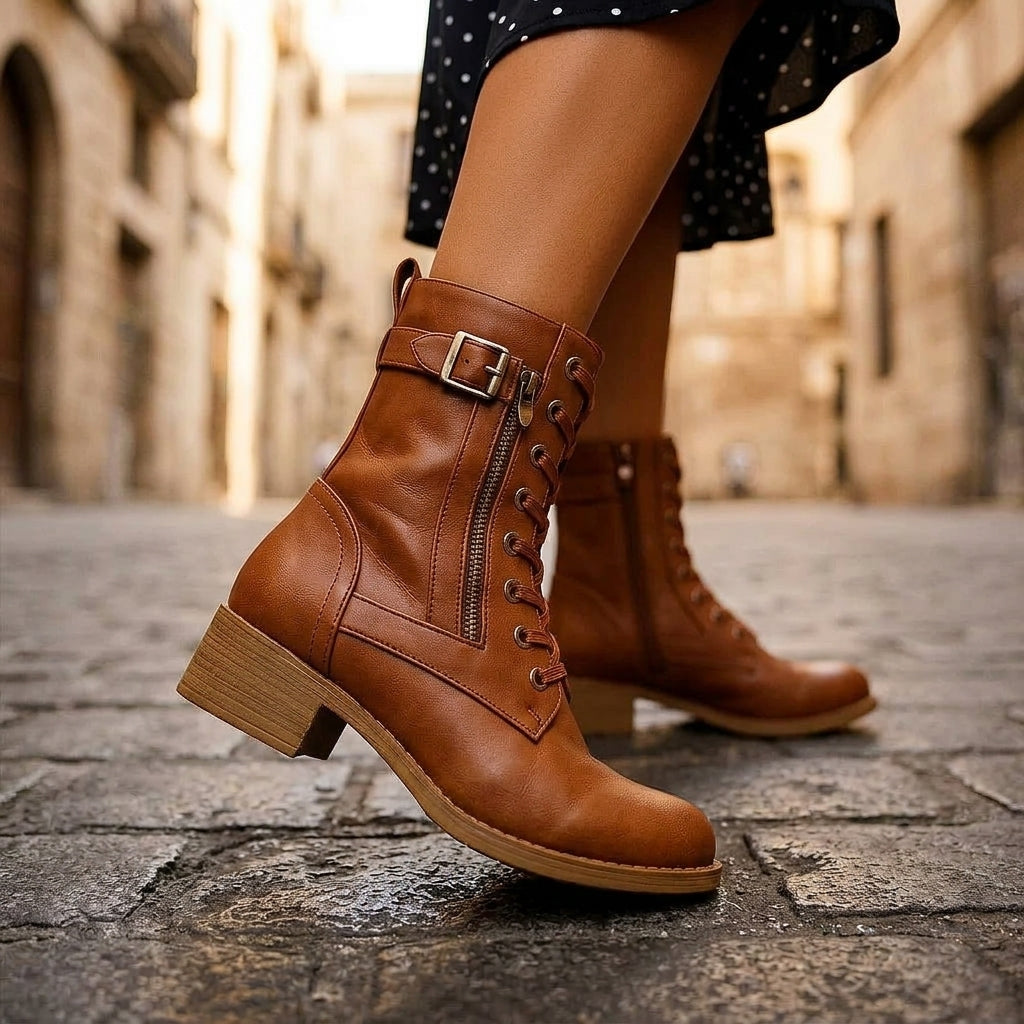 RAVYN ROGUE BUCKLE BOOT - chestnut brown