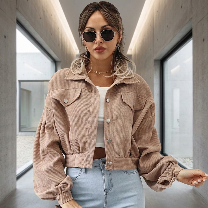 ASHBOURNE CROPPED CORDUROY JACKET - Fawn