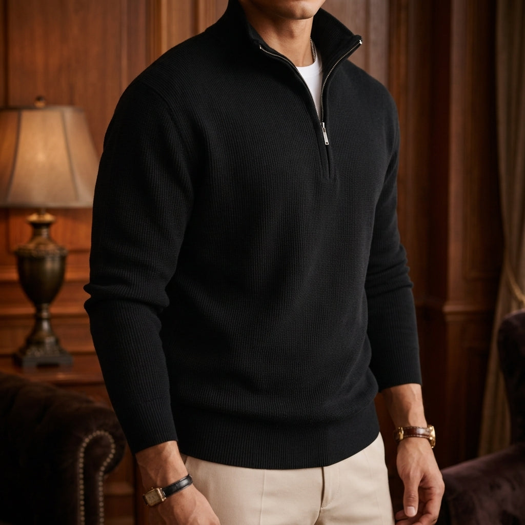 Newport Wool Quarter-Zip - Black
