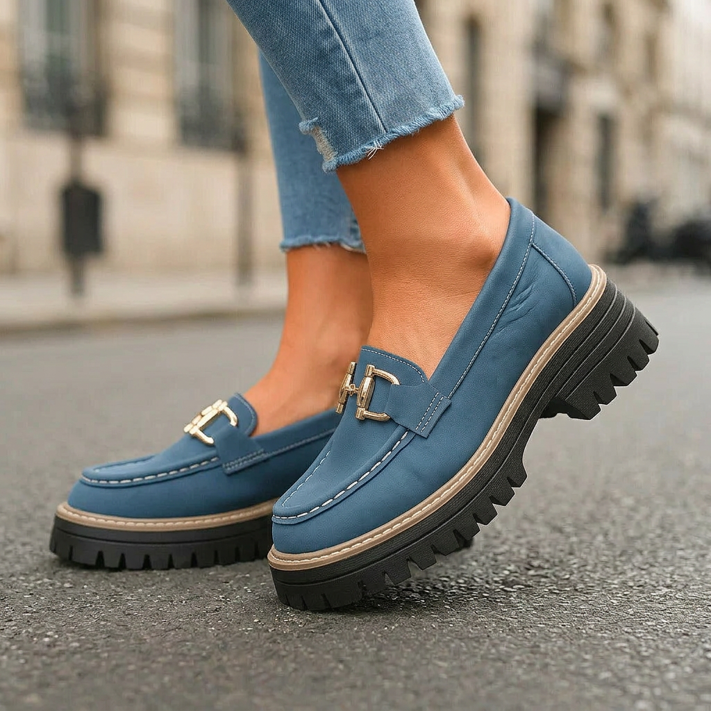 ISLA MONROE PLATFORM LOAFERS - Navy Blue