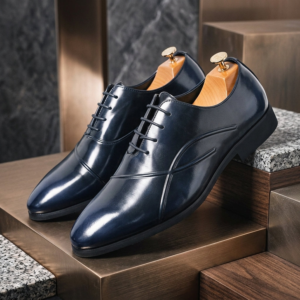 Calenzo Leather Dress Shoes - Blue