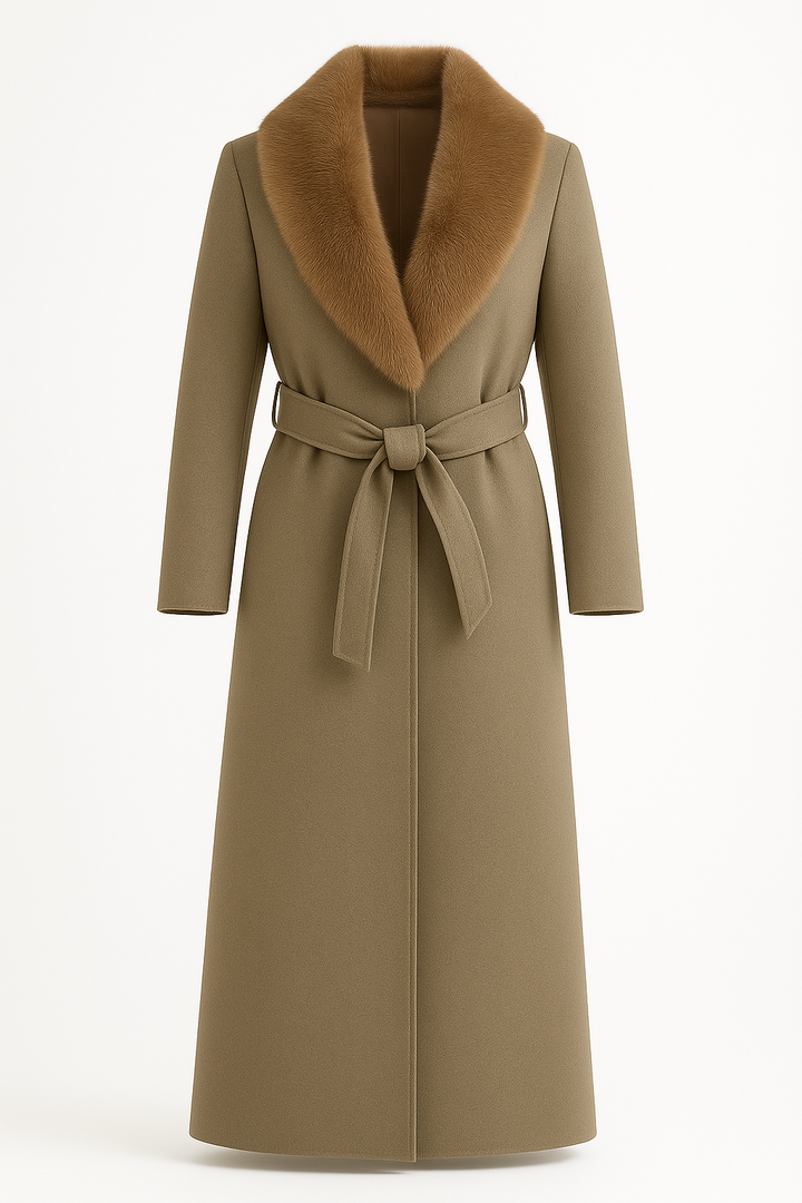 Ardena Fur-Collar Belted Coat