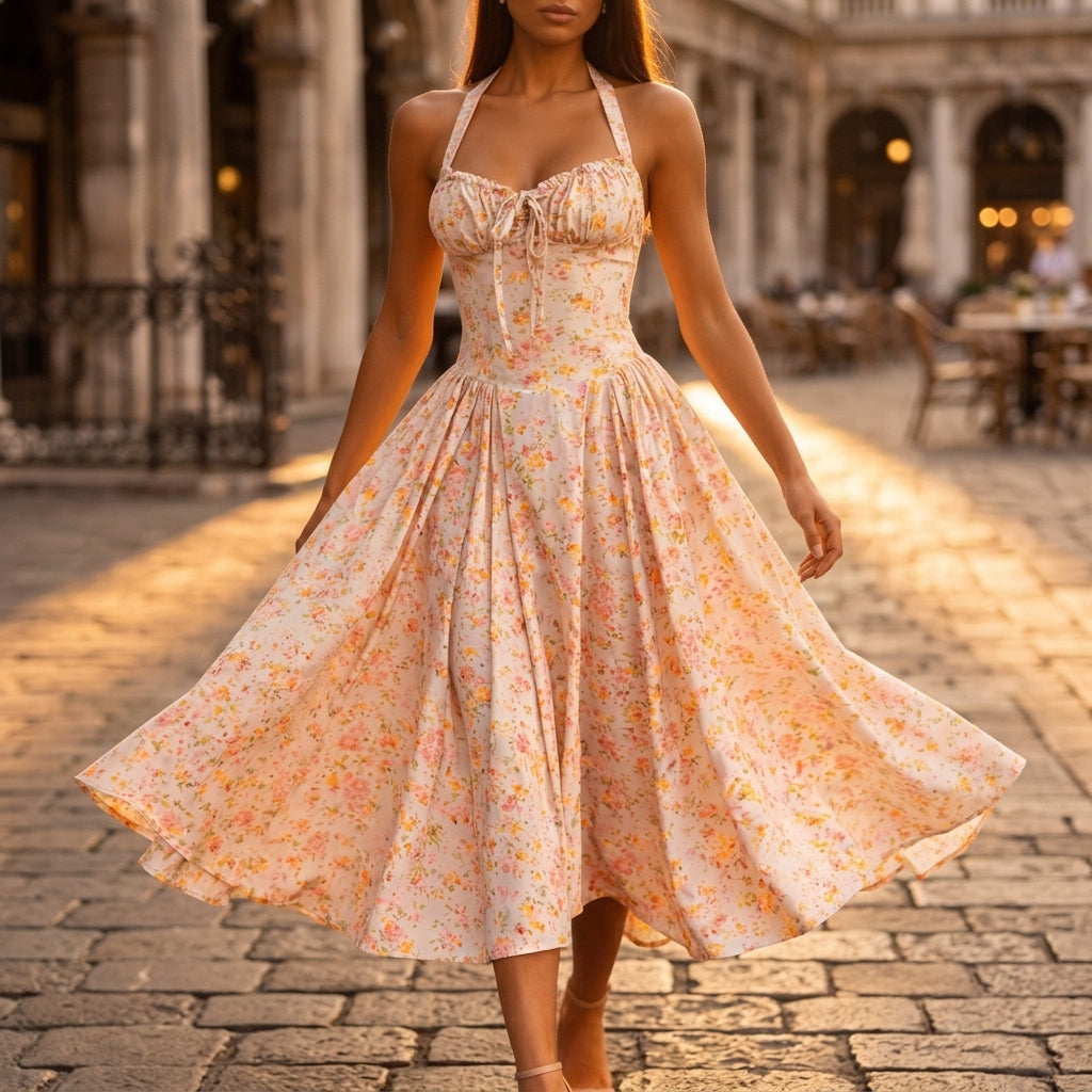 Rosalia Midi Dress - Pink Floral