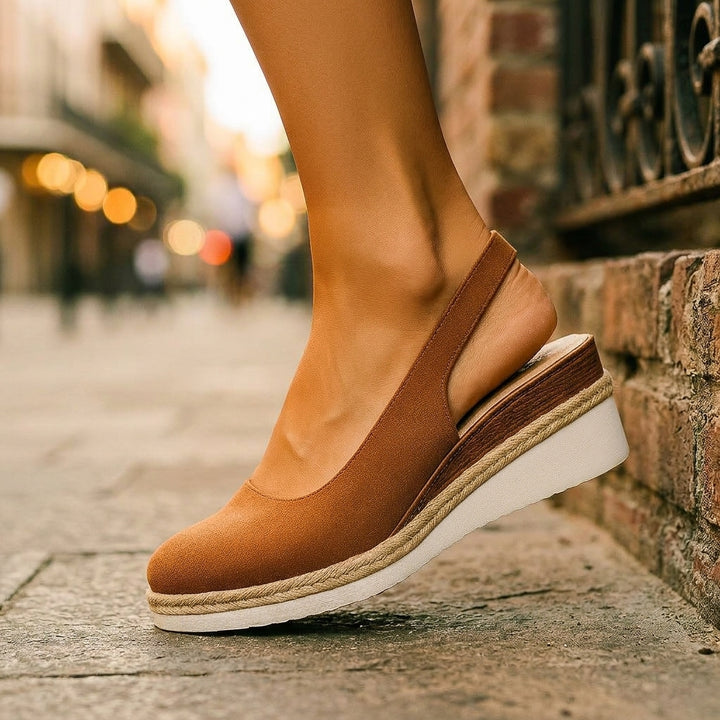 SIERRA RAE SLIP-ON WEDGES - khaki