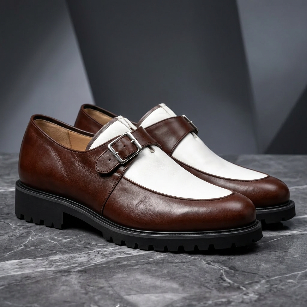 Valenno Leather Monk Straps - brown