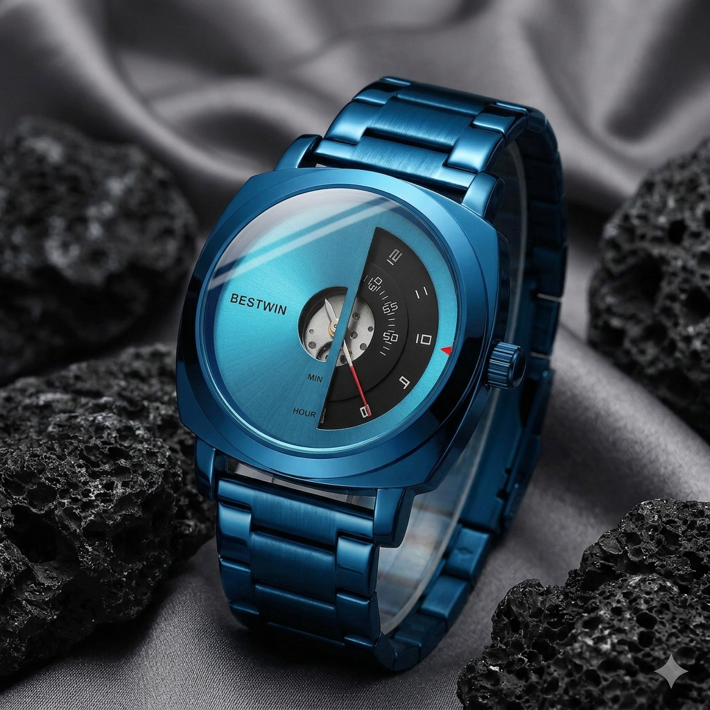Helios Arc Gold Watch - Sapphire Blue