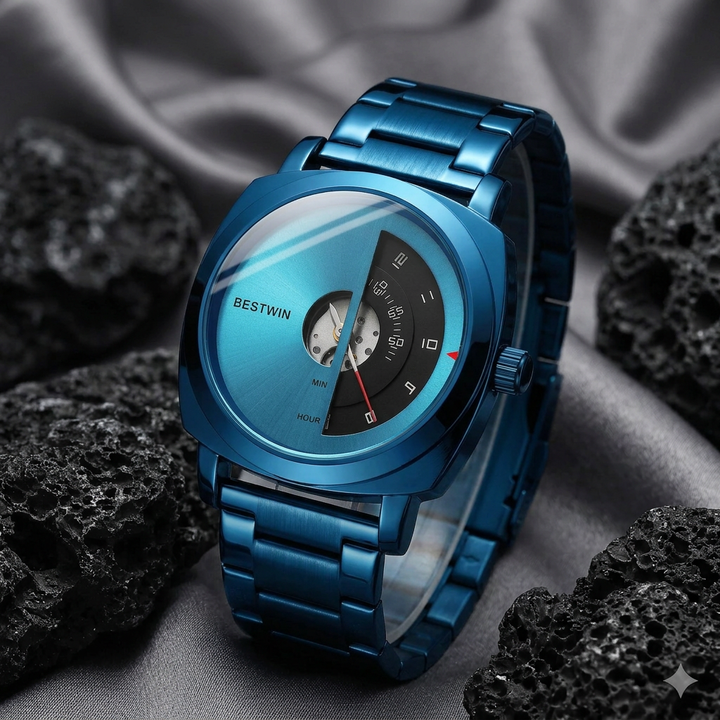 Helios Arc Gold Watch - Sapphire Blue