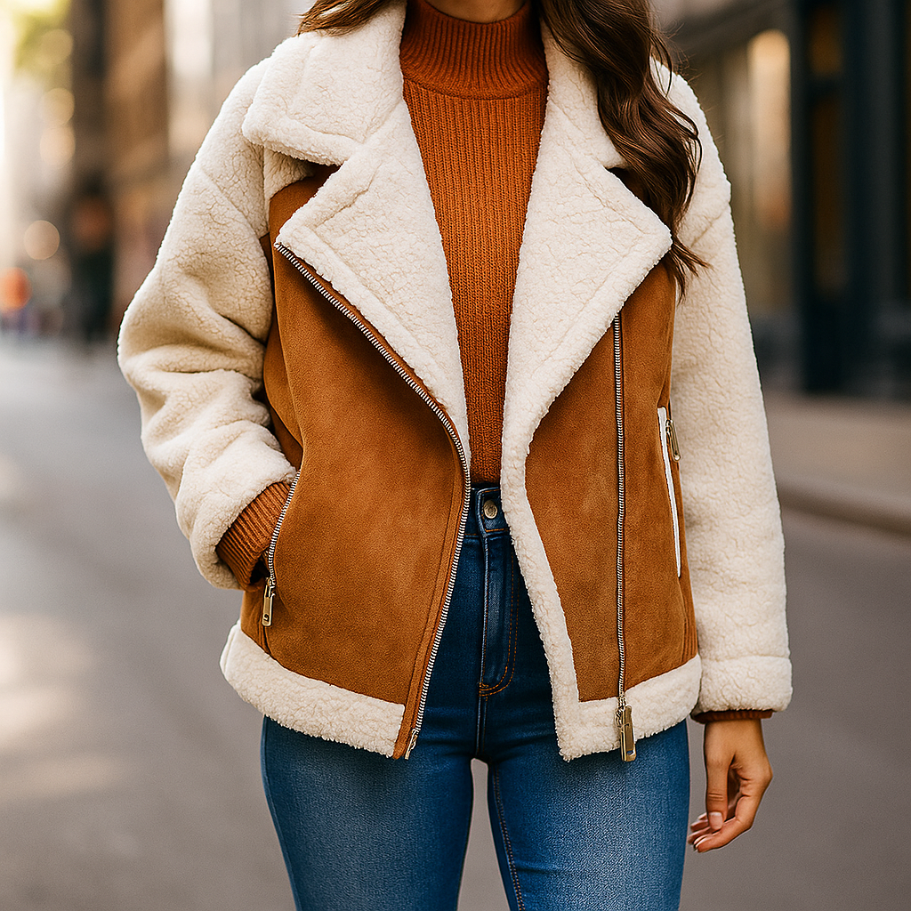 Evelyn Hart Aviator Jacket - brown