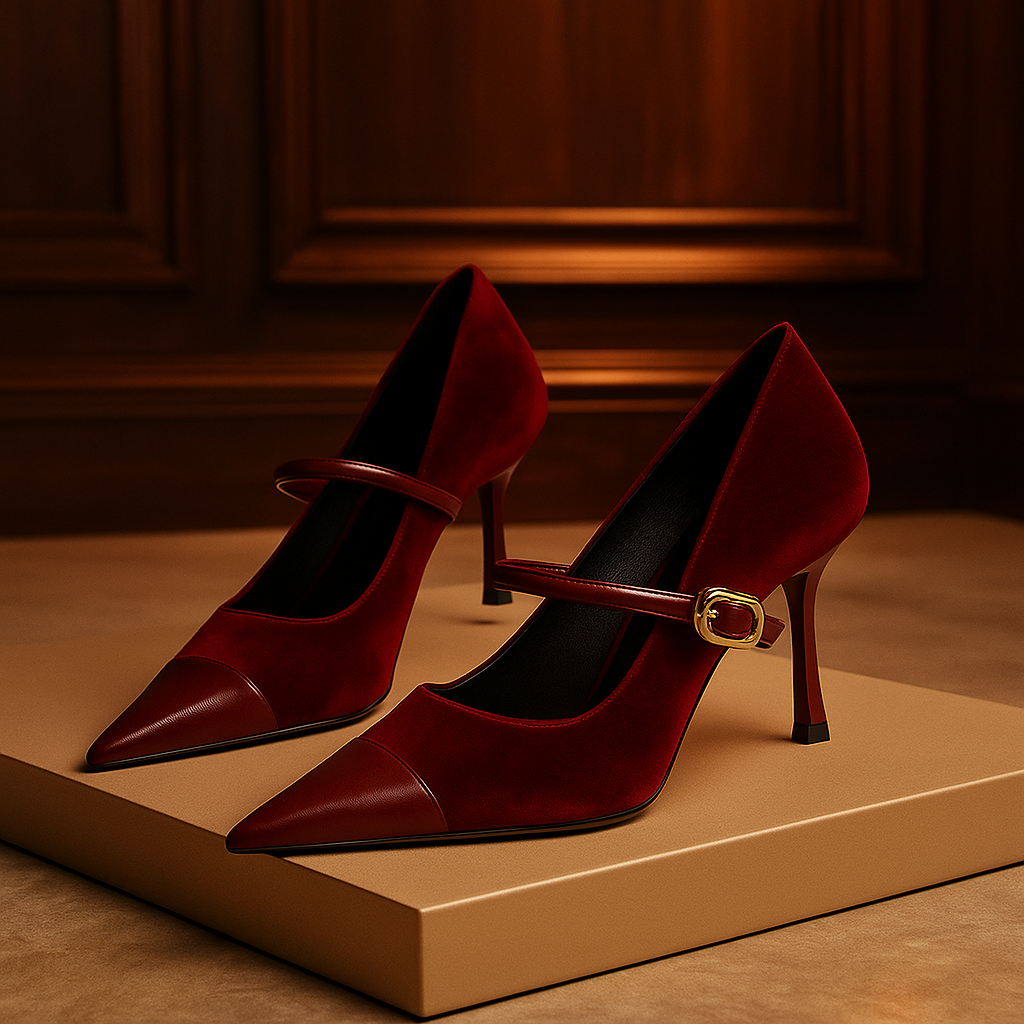 Rosaline Velvet Heels - red