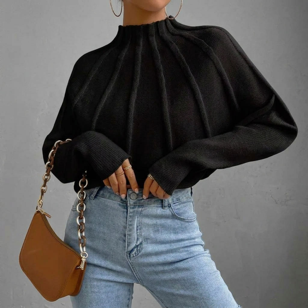 SOLIRA MOCK-NECK SWEATER - black