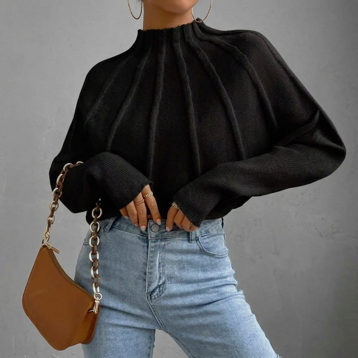SOLIRA MOCK-NECK SWEATER - black