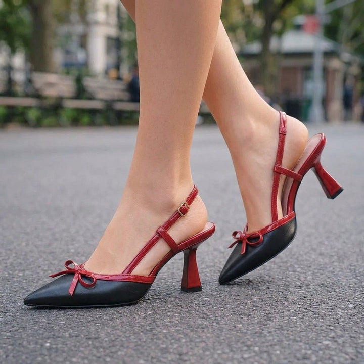 AMARA BELLE BOW HEELS - Black/Red Bow