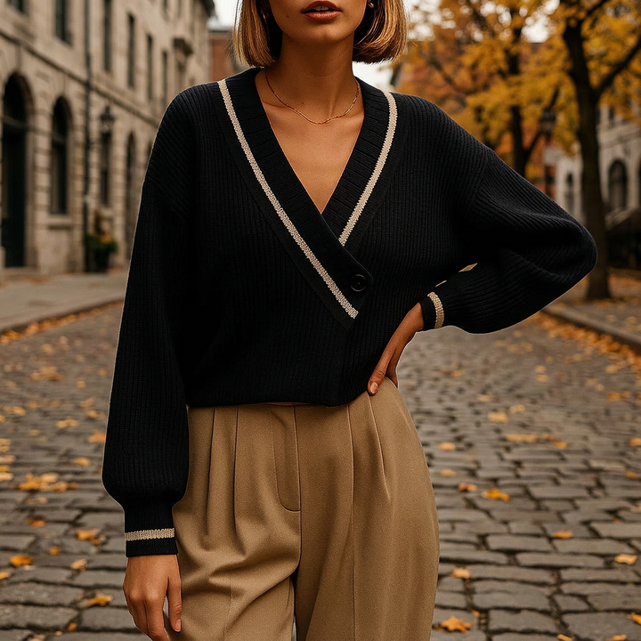 Leah Cropped Sweater - black