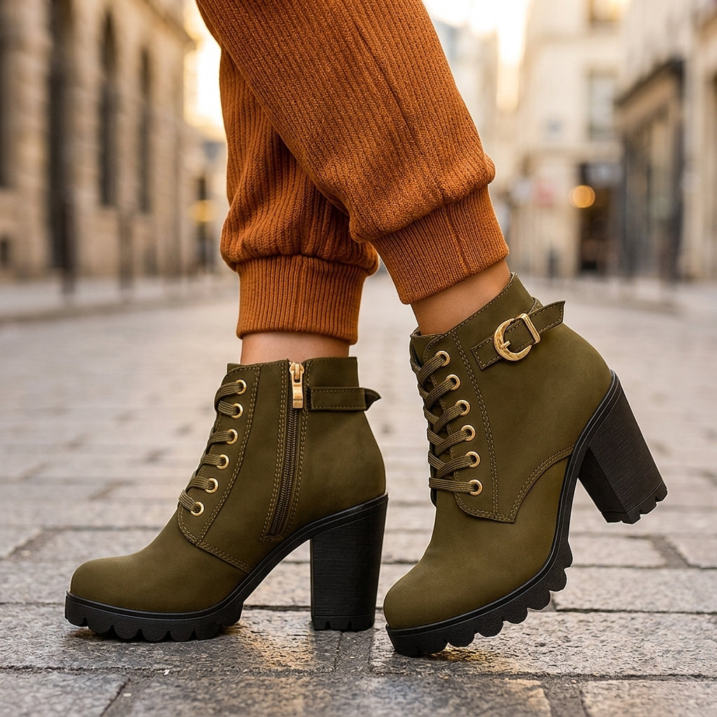 Sienna Hart Heeled Boots - Green