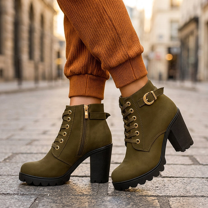 Sienna Hart Heeled Boots - Green