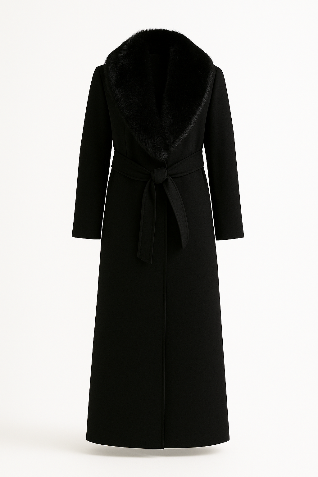 Ardena Fur-Collar Belted Coat