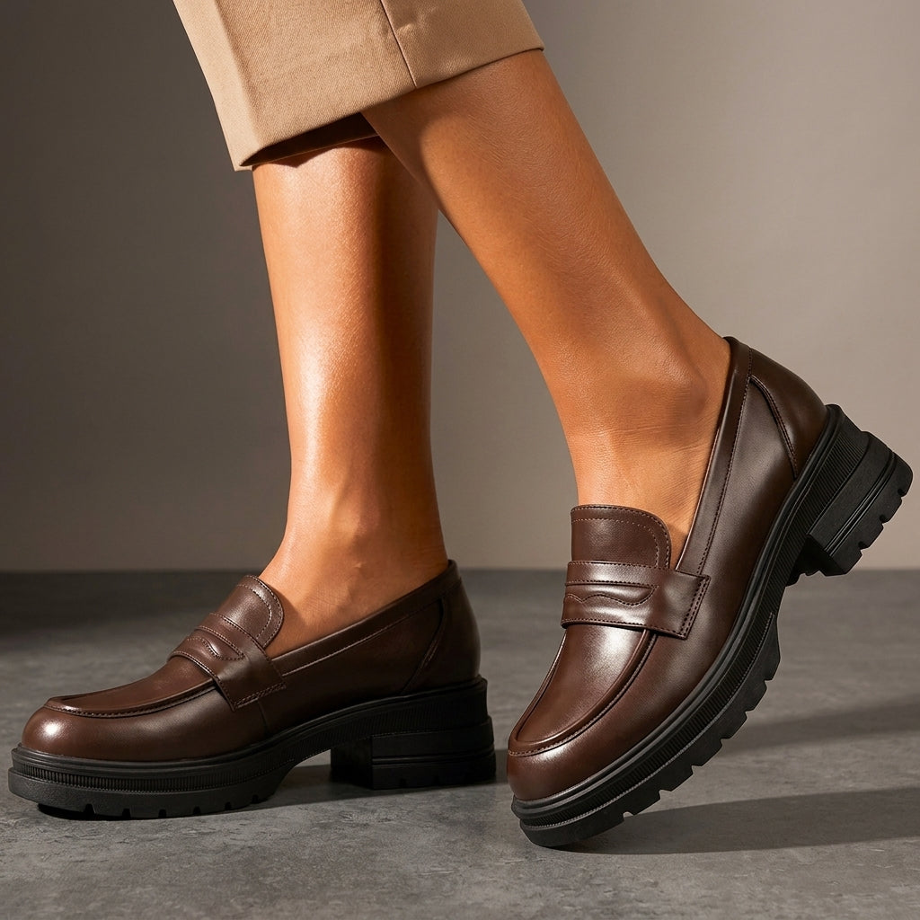 Sorelle Lug Sole Loafers - brown