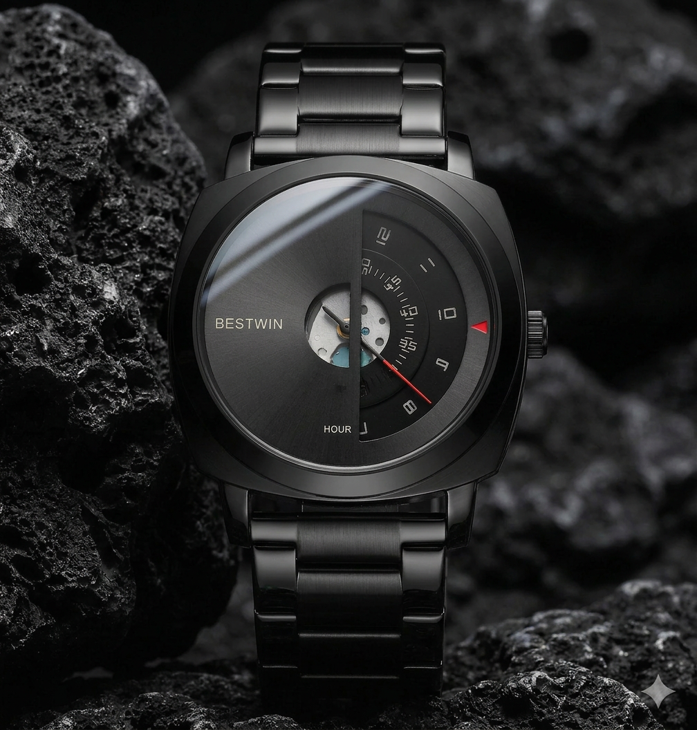 Helios Arc Gold Watch - black