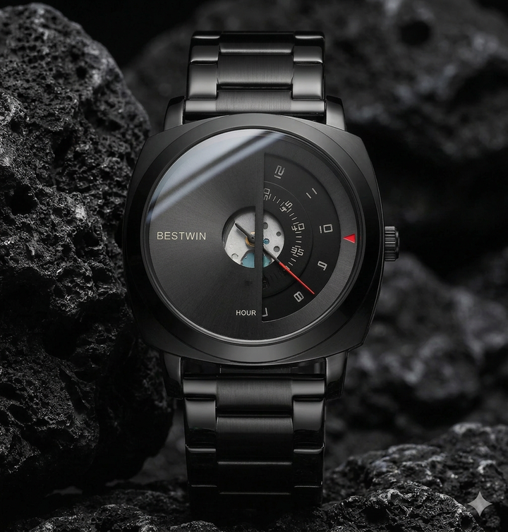 Helios Arc Gold Watch - black
