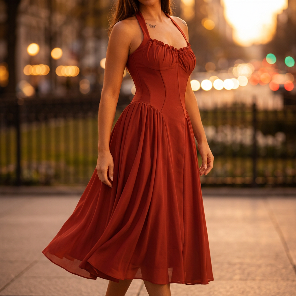 Rosalia Midi Dress - red