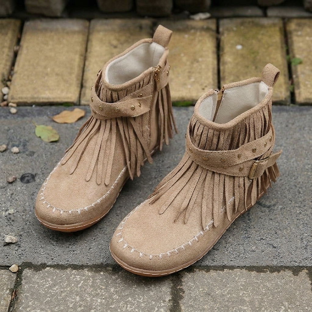 Noelle Boho Ankle Boots - light brown