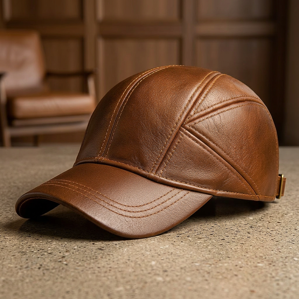 Portofino Leather Hat - Brown