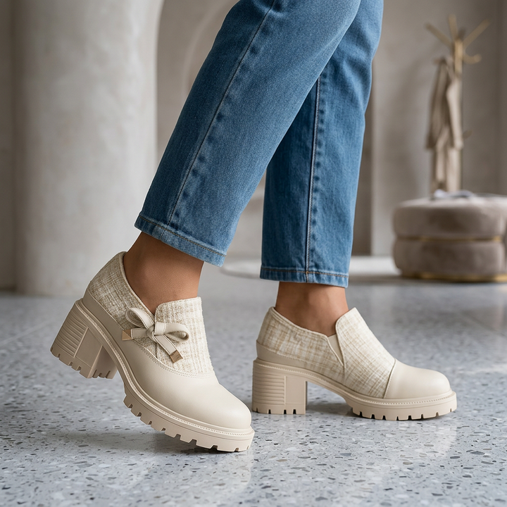 Chantel Tweed Loafers - pearl white