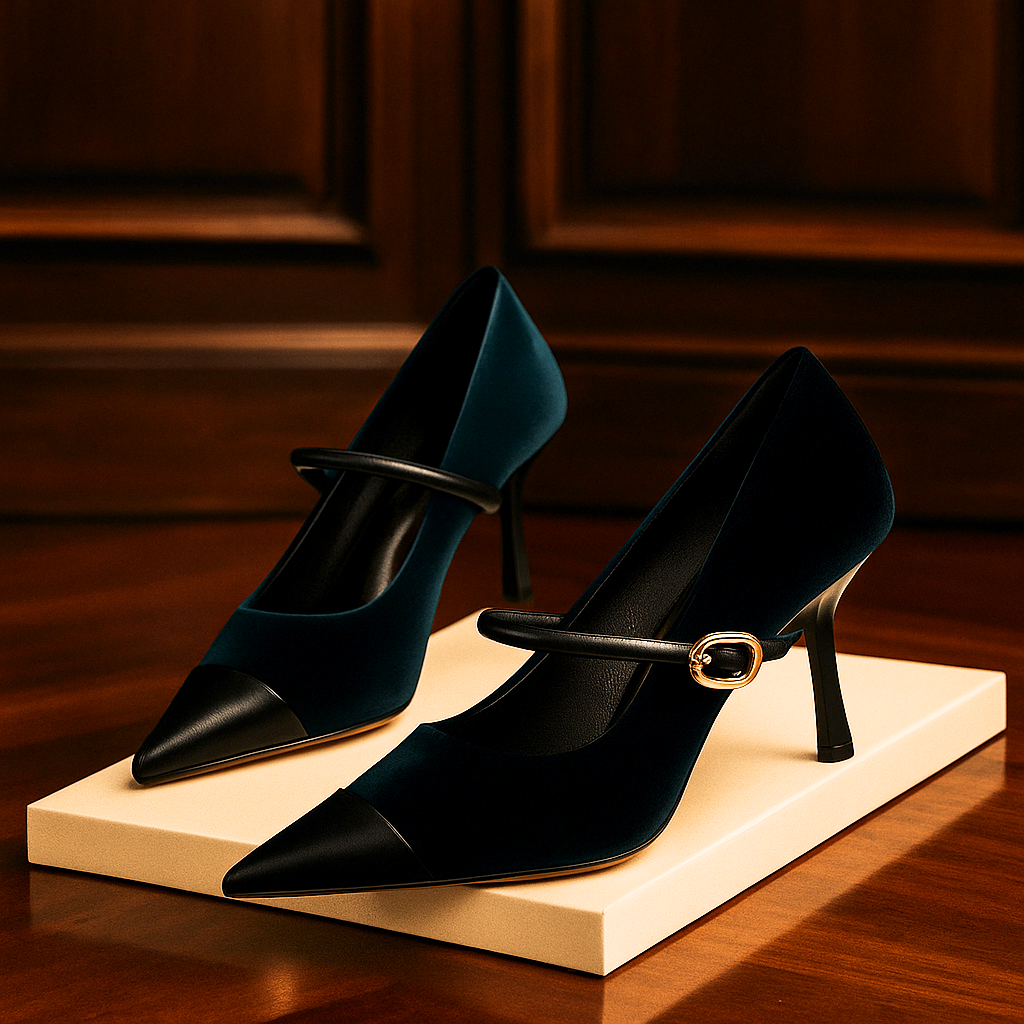 Rosaline Velvet Heels - dark blue