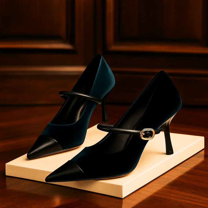 Rosaline Velvet Heels - dark blue