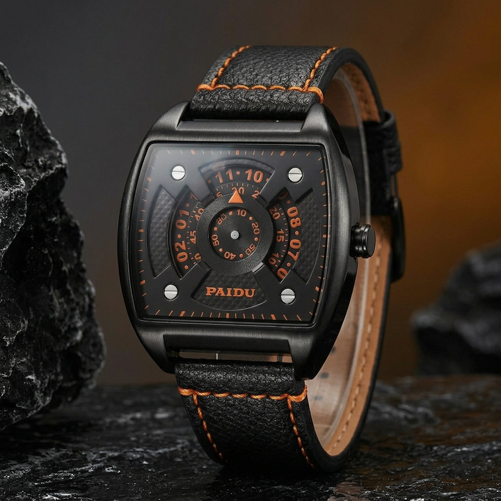 Rovigo Square Watch - black and copper