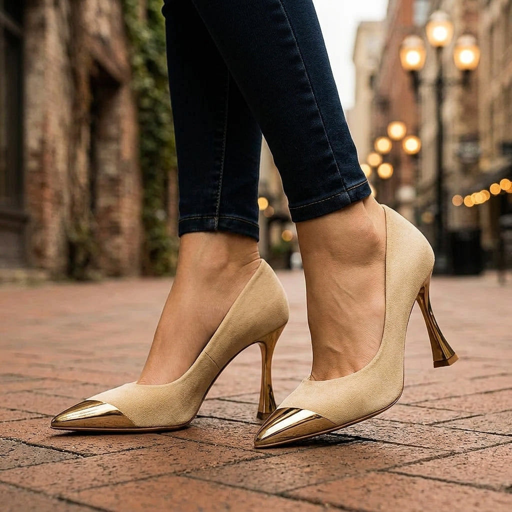 AVELINE GOLD-POINT PUMPS - Beige