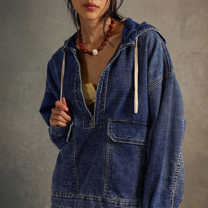 Remi Boho Denim Jacket - dark blue