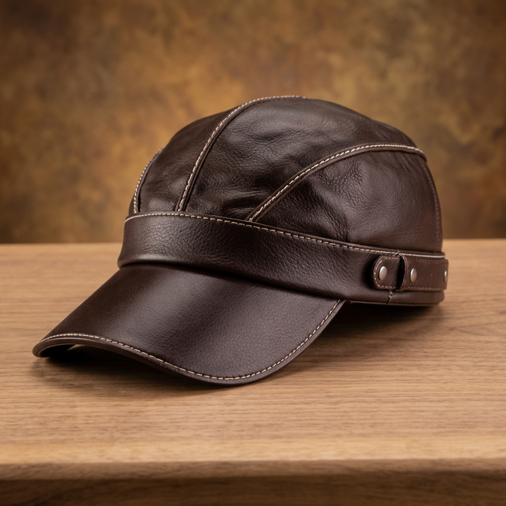 Jetstream Genuine Leather Hat - Dark Brown