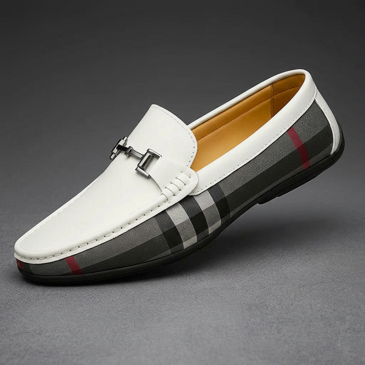 LUCIANO PLAID LOAFER - white