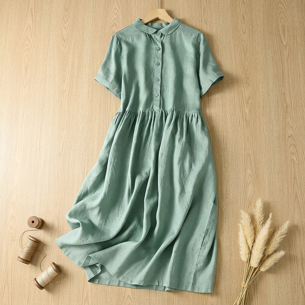 LYLA BELLE LINEN DRESS - Mint Green