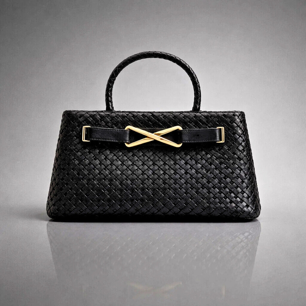 CAMILLE WOVEN SATCHEL - black