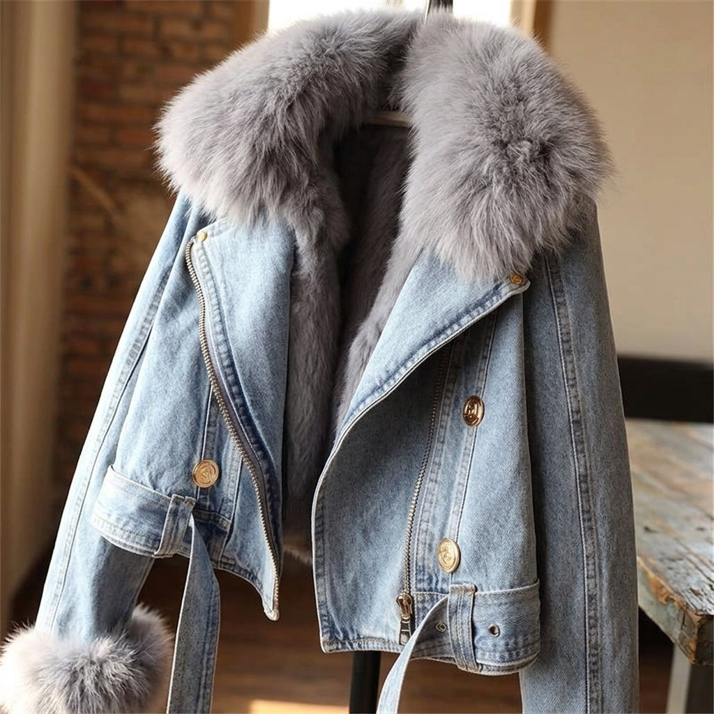 MONROE FUR COLLAR DENIM JACKET