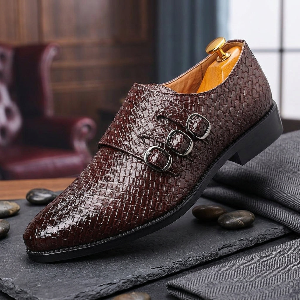 Vourio Trenza Leather Loafers - Red