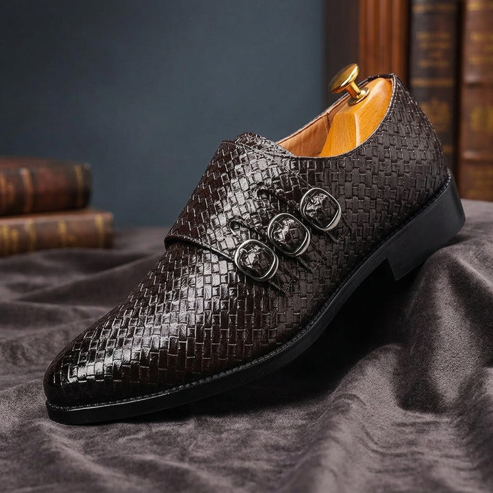 Vourio Trenza Leather Loafers - Dark Brown