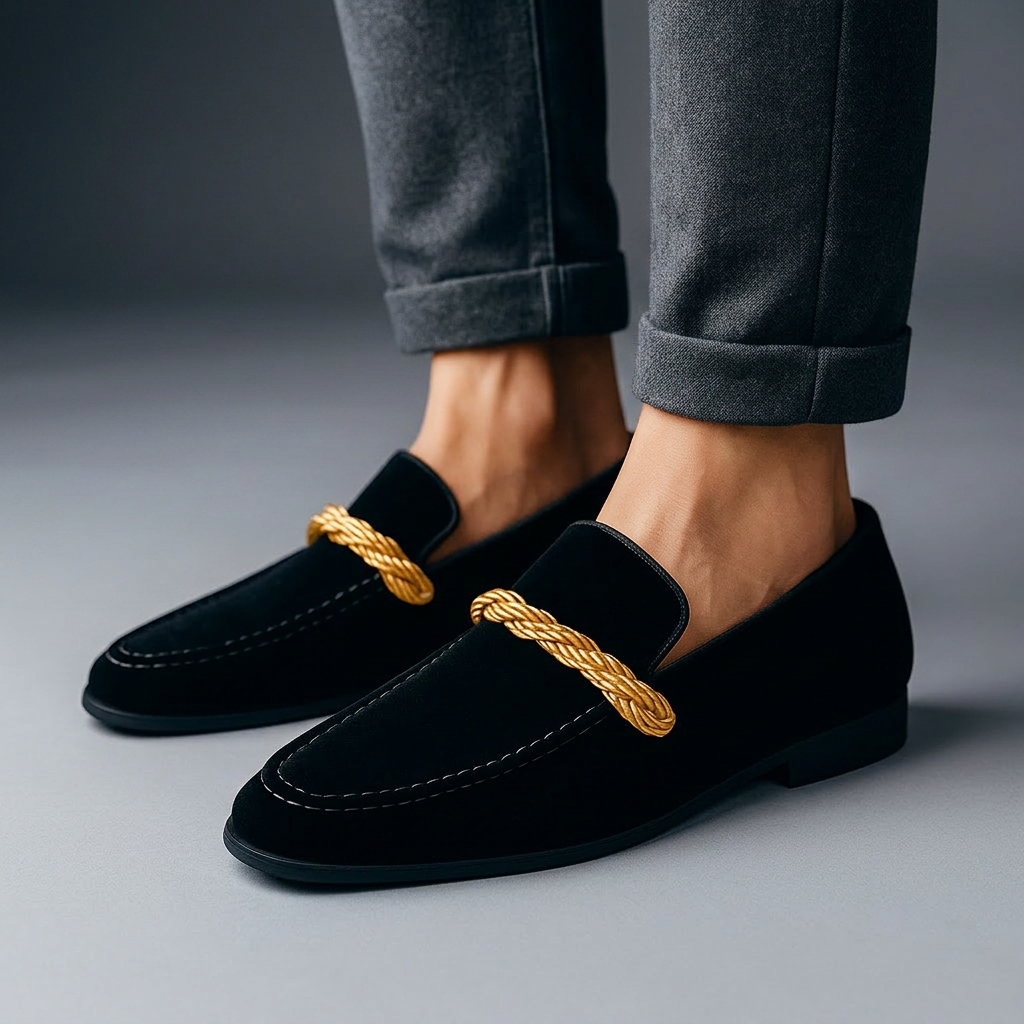 Monte Carlo Velvet Loafers - Black