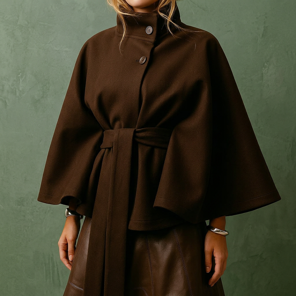 Amara Cape Coat - Brown