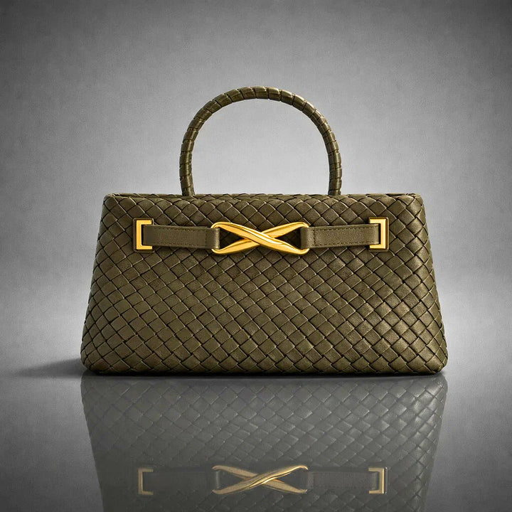 CAMILLE WOVEN SATCHEL - olive