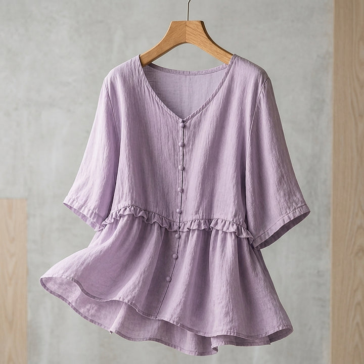 LAINEY JANE LINEN BLOUSE - Apricot