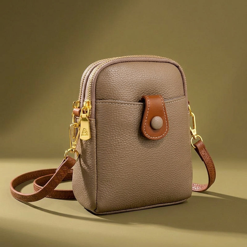 Nela Genuine Leather Bag - Khaki