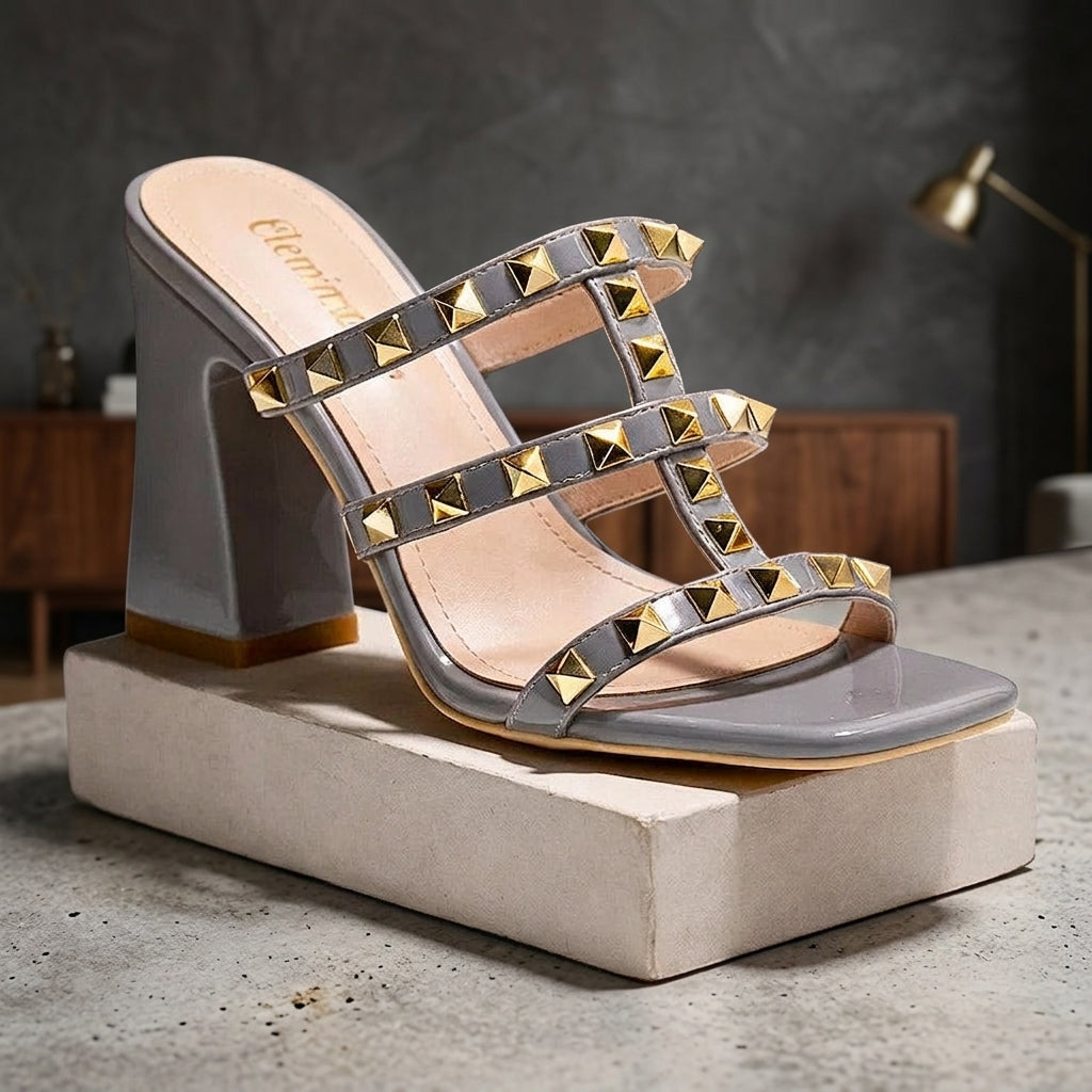 MARCELLA ASTER BLOCK HEELS - Grey
