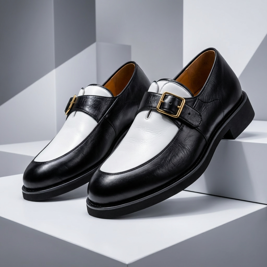 Valenno Leather Monk Straps - black