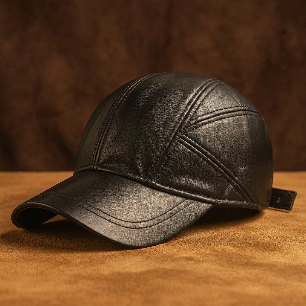 Portofino Leather Hat - Black