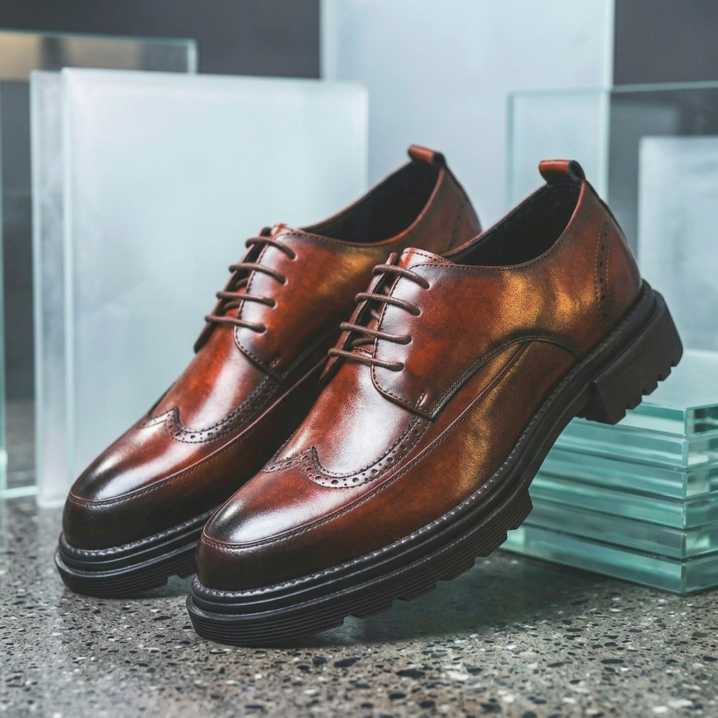 Vincenzo Genuine Leather Derbies - brown