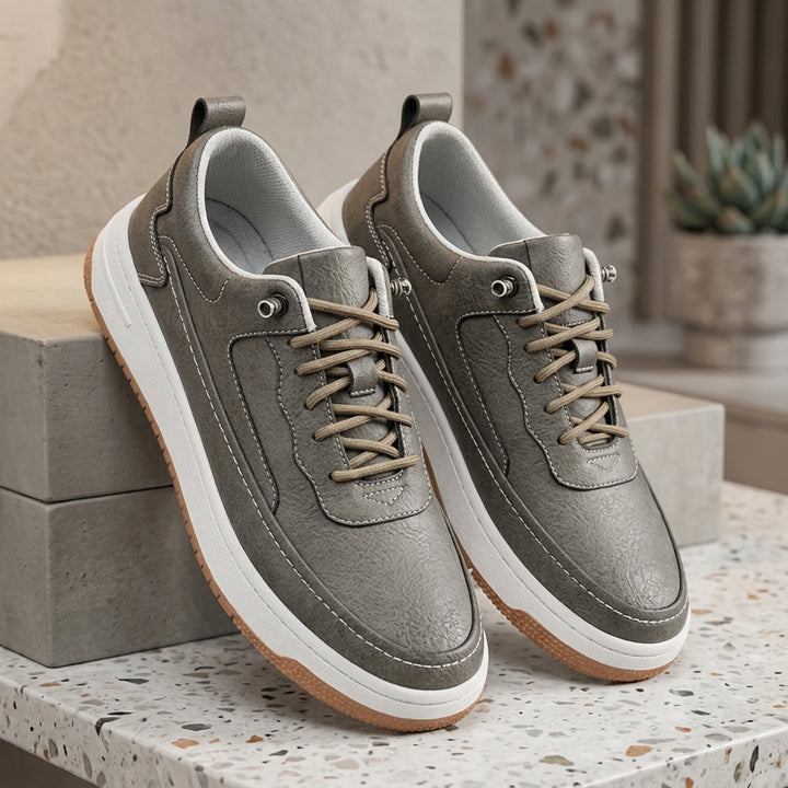 WALKER BROOKS LEATHER SNEAKERS - grey