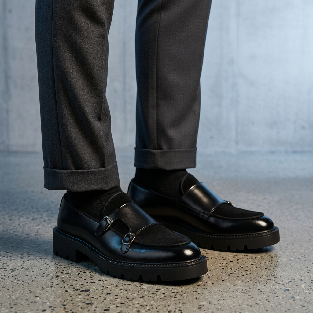 Montaro Genuine Leather Lug Derbies - Black